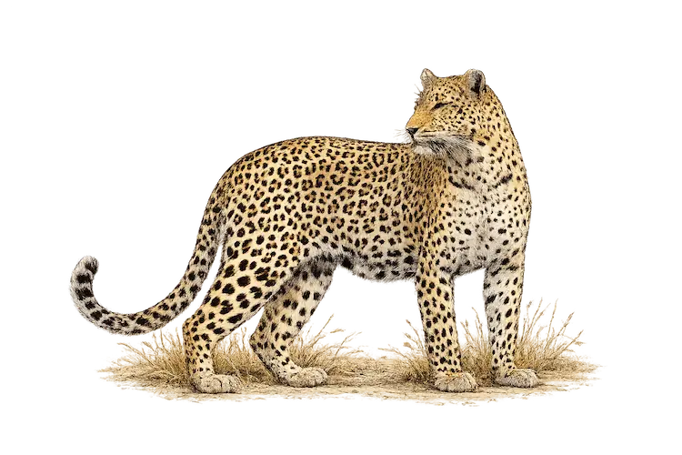 African Leopard Sketch Kruger National Park Mammals