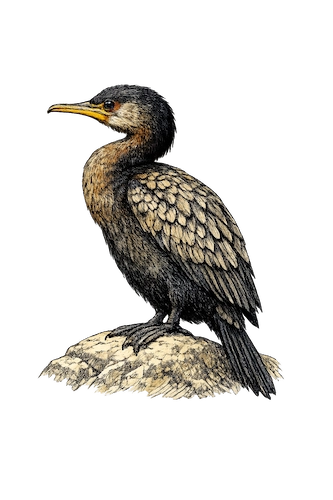 reed cormorant sketch