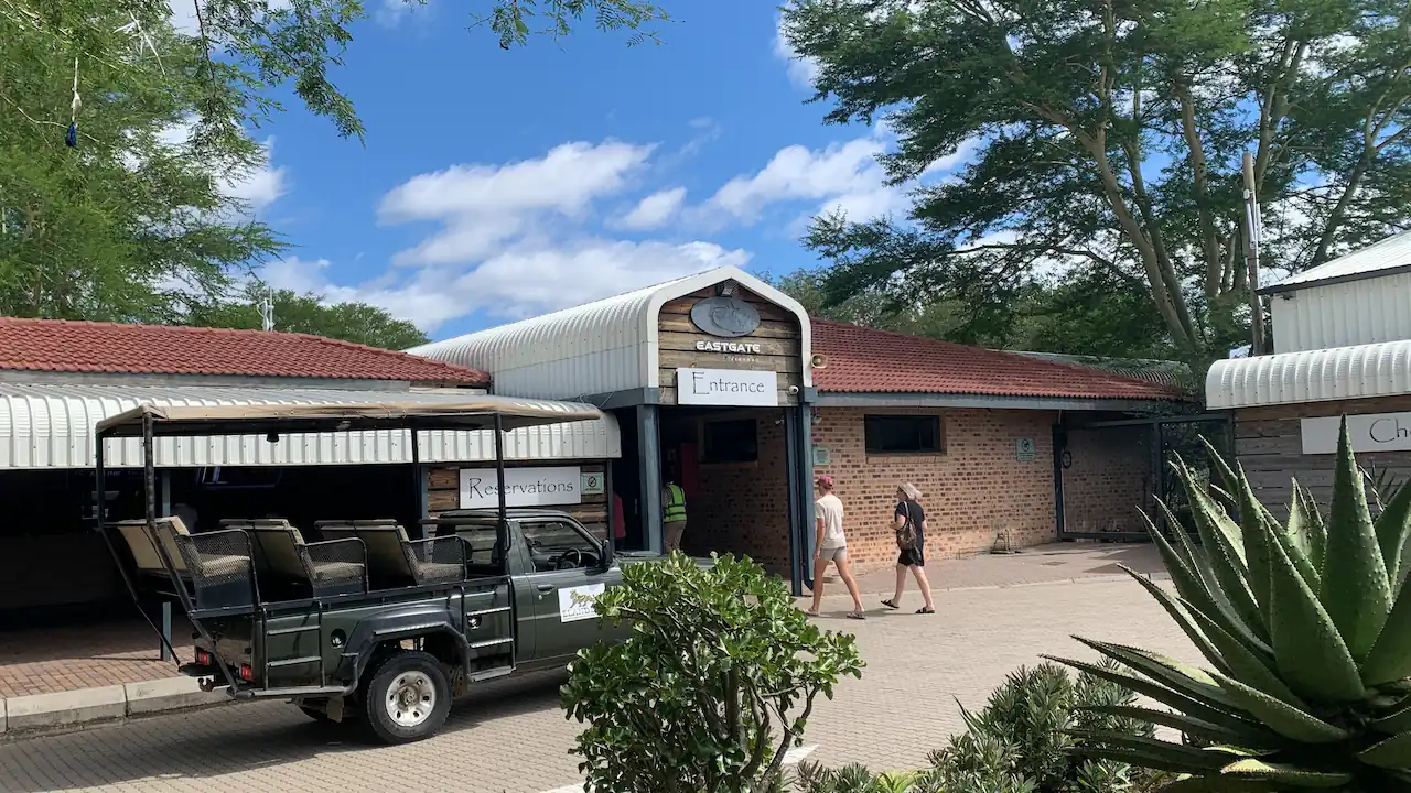 guests leaving the lowveld, walking through the main entrance of Eastgate Airport that is near Hoedspruit.