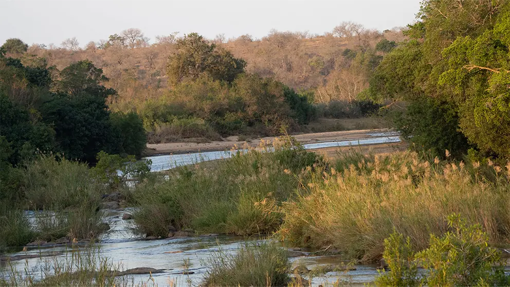 a view over the sabi river from the bridge that goes north to Satara in Kruger Park